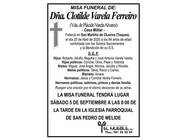 DÑA. CLOTILDE VARELA FERREIRO.