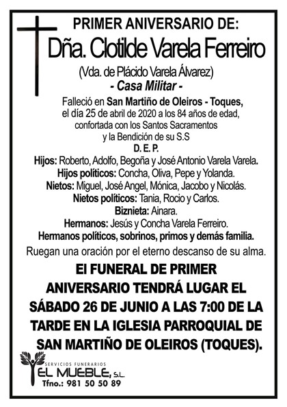 DÑA. CLOTILDE VARELA FERREIRO.