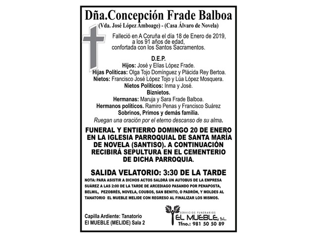 DÑA. CONCEPCION FRADE BALBOA