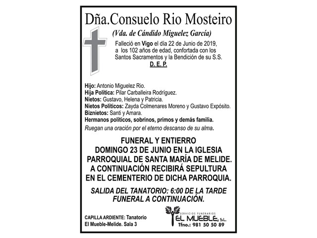 DÑA. CONSUELO RIO MOSTEIRO.