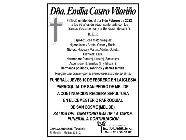 DÑA. EMILIA CASTRO VILARIÑO.