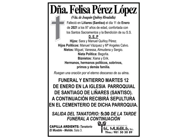 DÑA. FELISA PÉREZ LÓPEZ.