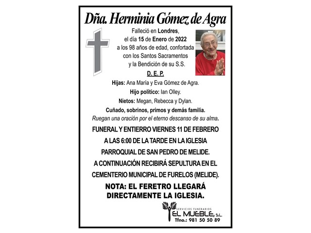 DÑA. HERMINIA GÓMEZ DE AGRA.