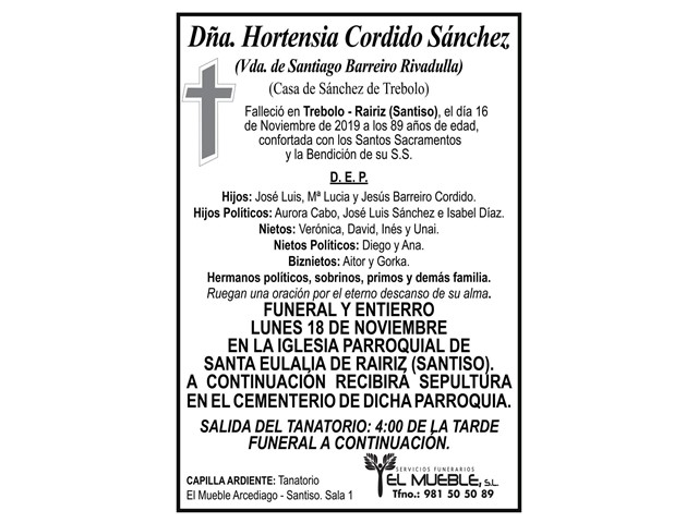 DÑA. HORTENSIA CORDIDO SÁNCHEZ.