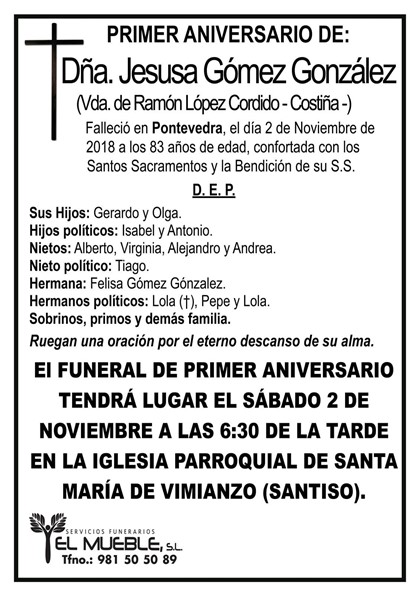 DÑA. JESUSA GÓMEZ GONZÁLEZ