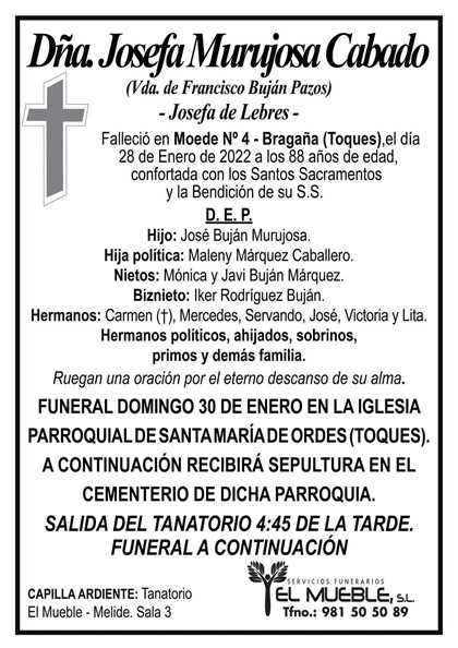 DÑA. JOSEFA MURUJOSA CABADO.