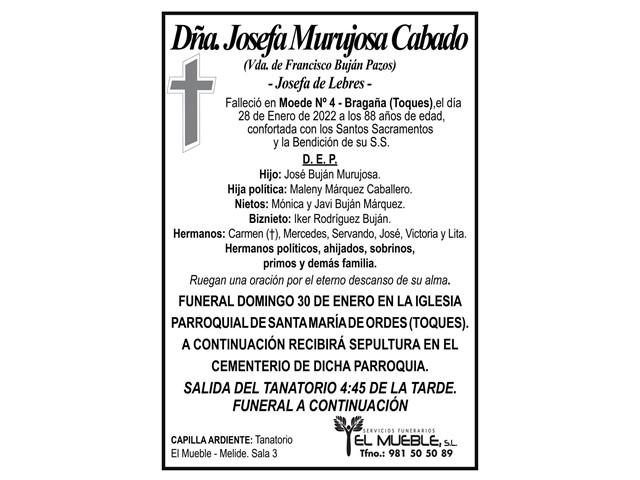 DÑA. JOSEFA MURUJOSA CABADO.