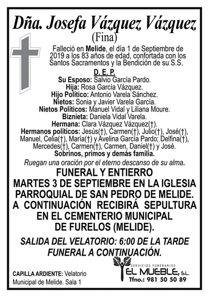 DÑA.JOSEFA VÁZQUEZ VÁZQUEZ.