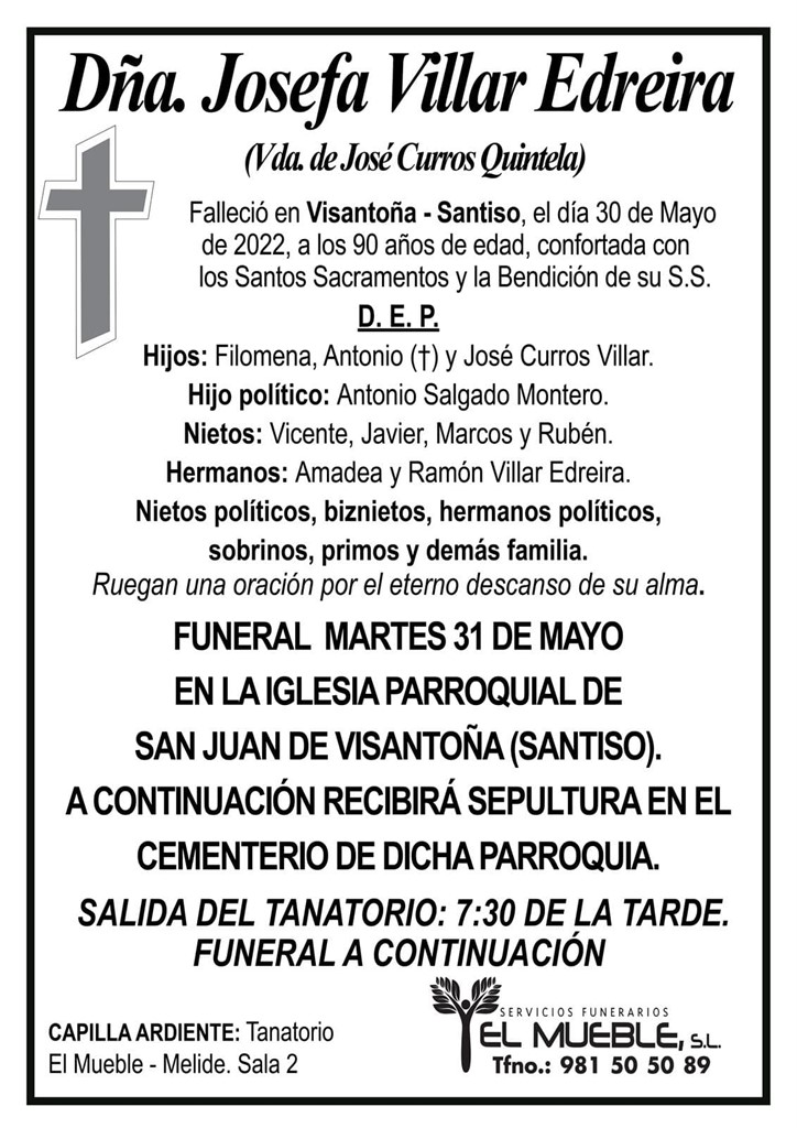 DÑA. JOSEFA VILLAR EDREIRA.