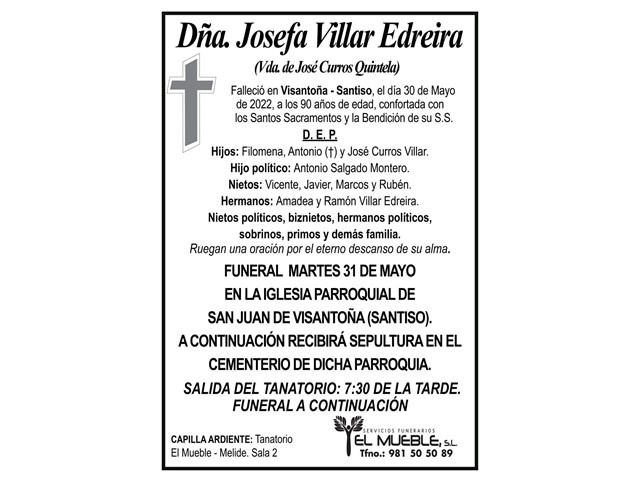 DÑA. JOSEFA VILLAR EDREIRA.