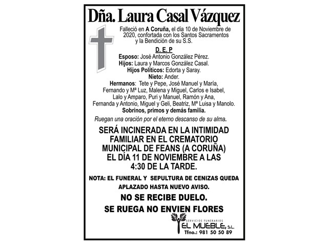 DÑA. LAURA CASAL VÁZQUEZ.