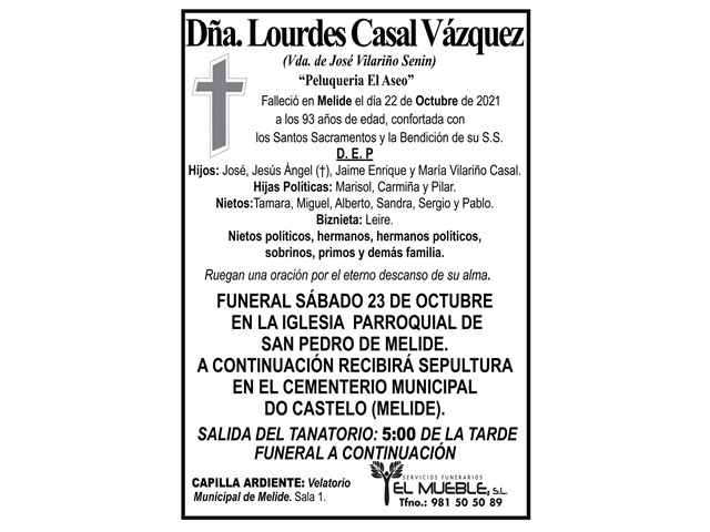 DÑA. LOURDES CASAL VÁZQUEZ.