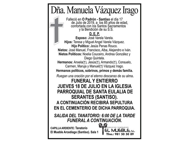 DÑA. MANUELA VÁZQUEZ IRAGO