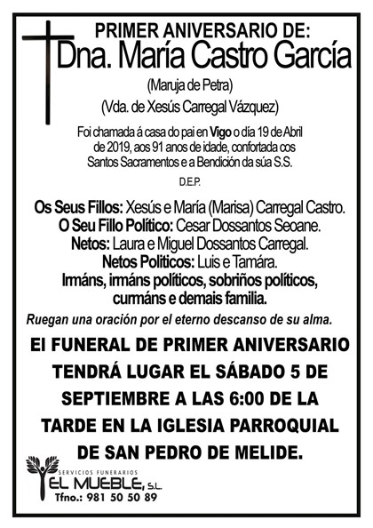 DÑA. MARÍA CASTRO GARCÍA.