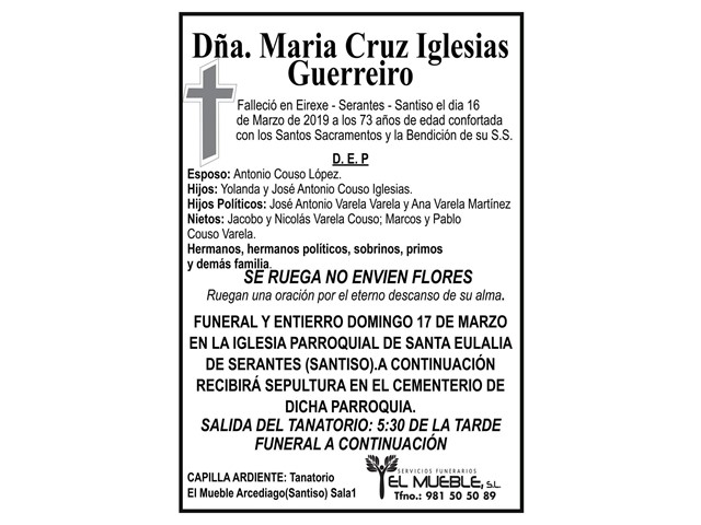 DÑA.MARIA CRUZ IGLESIAS GUERREIRO