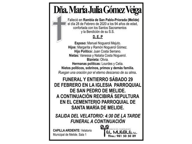 DÑA. MARÍA JULIA GÓMEZ VEIGA.