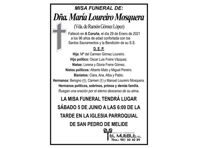DÑA. MARÍA LOUREIRO MOSQUERA.