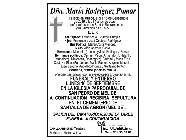 DÑA.MARÍA RODRIGUEZ PUMAR.