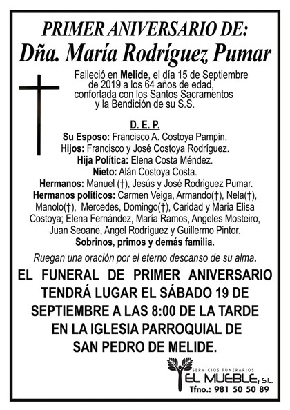 DÑA. MARÍA RODRÍGUEZ PUMAR.