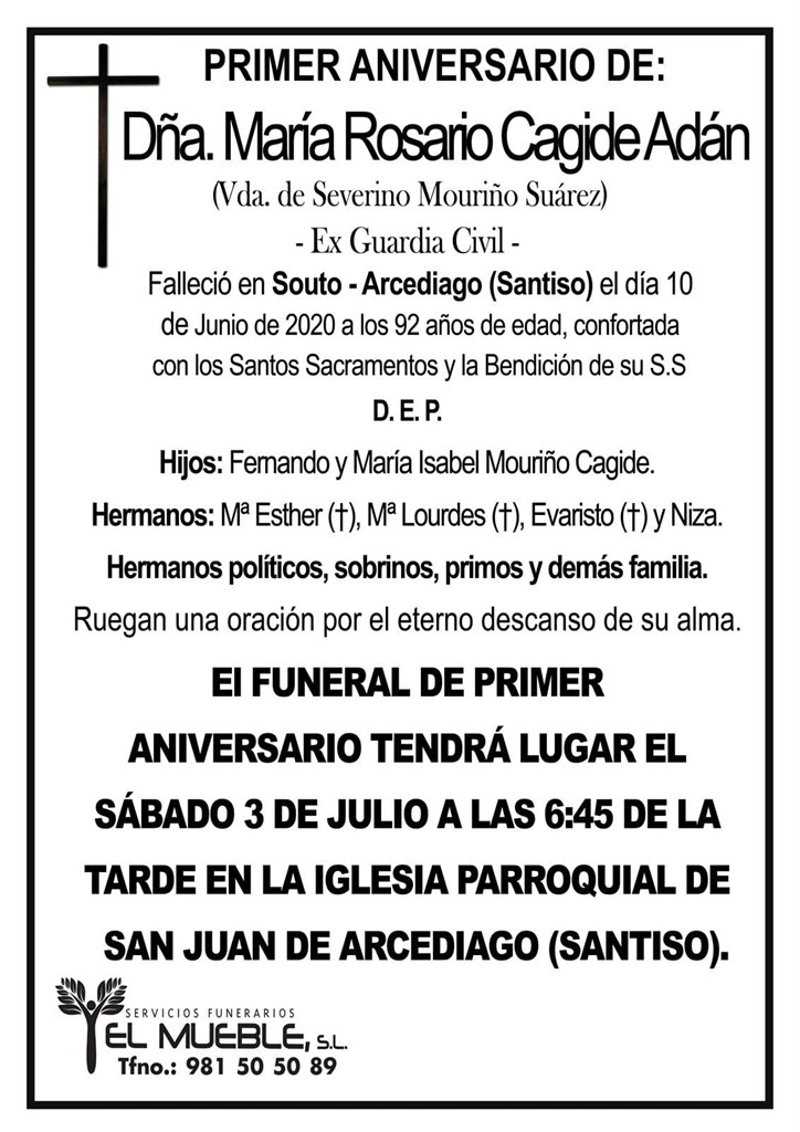 DÑA. MARÍA ROSARIO CAGIDE ADÁN.