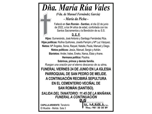 DÑA. MARÍA RÚA VALES.