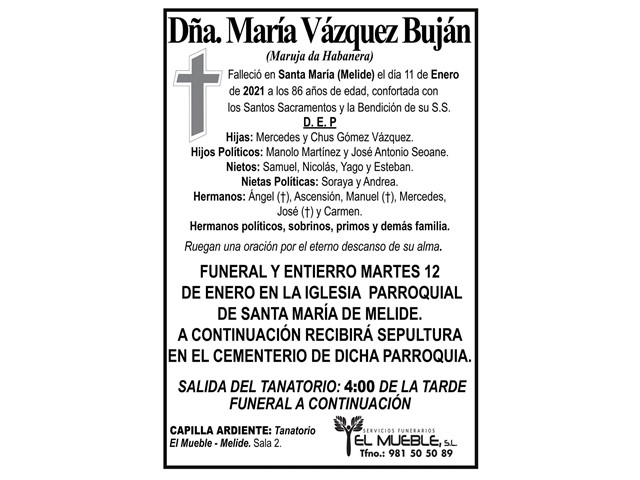 DÑA.MARÍA VÁZQUEZ BUJÁN.