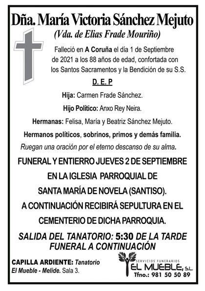 DÑA. MARÍA VICTORIA SÁNCHEZ MEJUTO.