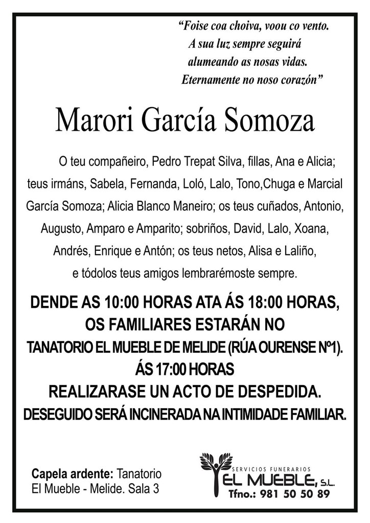 DÑA. MARORI GARCÍA SOMOZA.