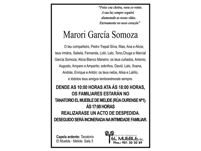 DÑA. MARORI GARCÍA SOMOZA.