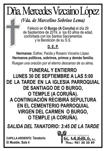 DÑA. MERCEDES VIZCAINO LÓPEZ.