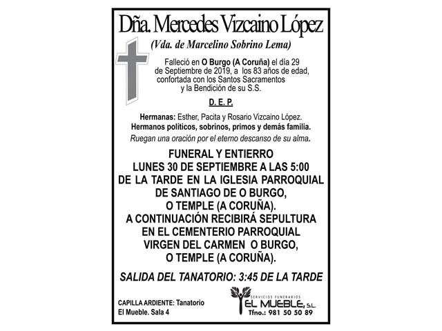 DÑA. MERCEDES VIZCAINO LÓPEZ.