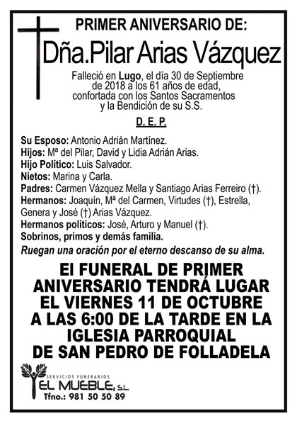 DÑA. PILAR ARIAS VÁZQUEZ.