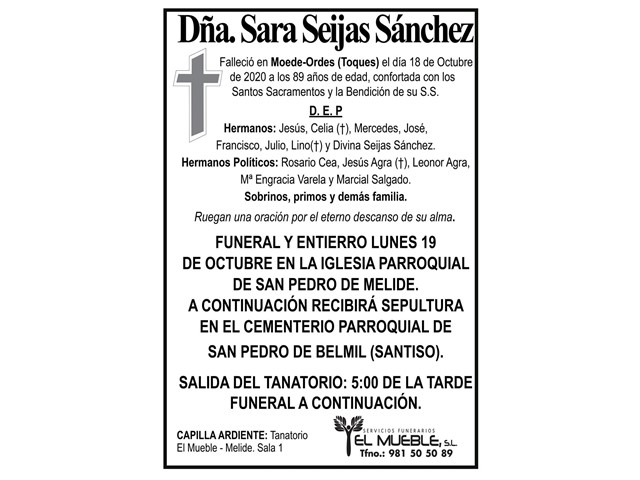 DÑA. SARA SEIJAS SÁNCHEZ.