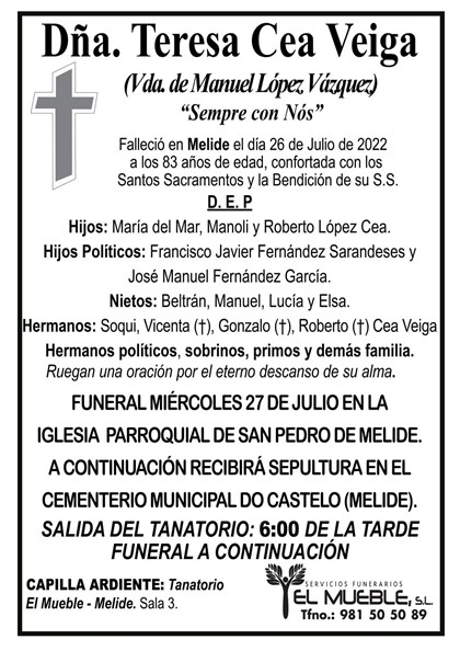 DÑA. TERESA CEA VEIGA.