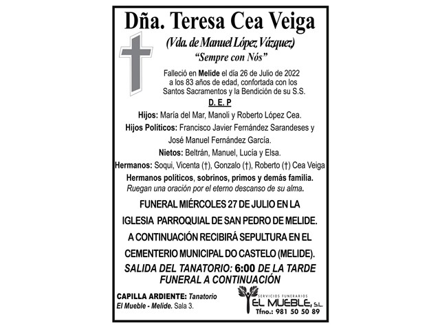 DÑA. TERESA CEA VEIGA.