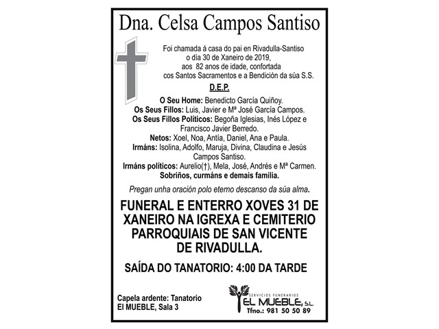 DONA. CELSA CAMPOS SANTISO