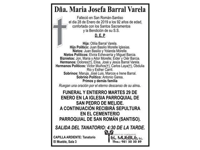 DOÑA MARIA JOSEFA BARRAL VARELA