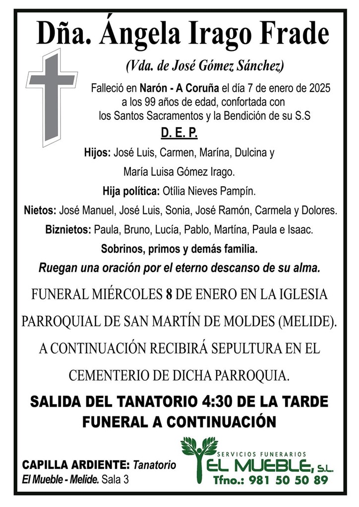 Dña. Ángela Irago Frade.