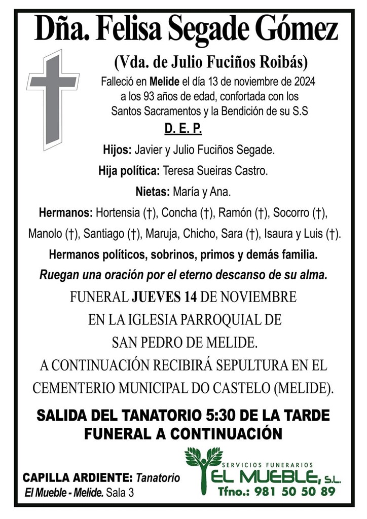 DÑA. FELISA SEGADE GÓMEZ.