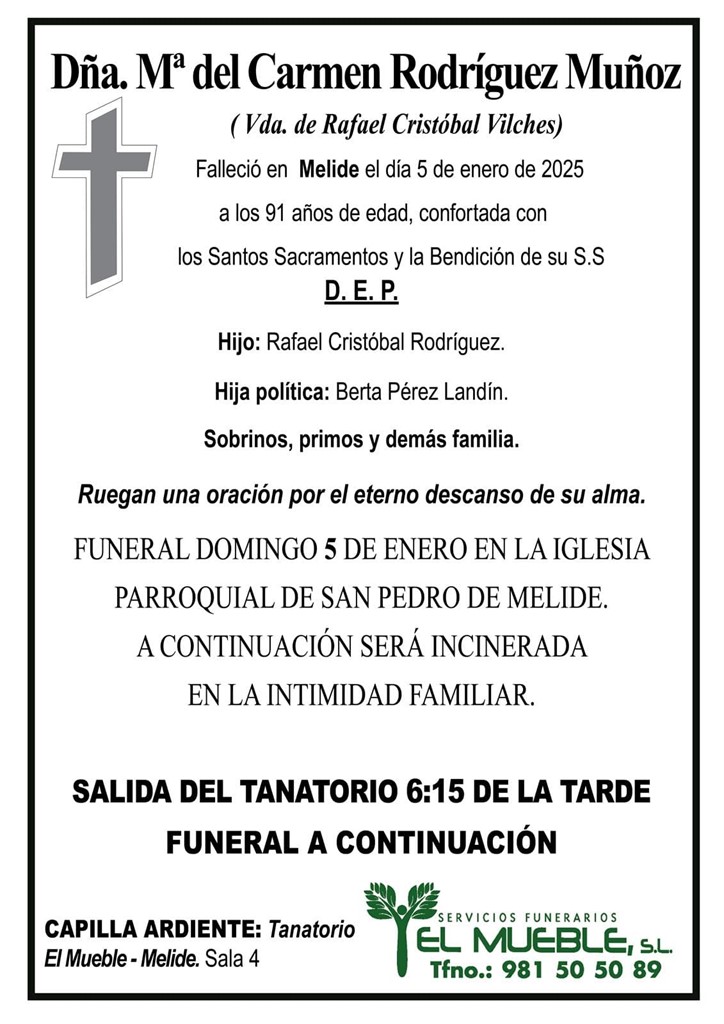 DÑA. Mª DEL CARMEN RODRÍGUEZ MUÑOZ