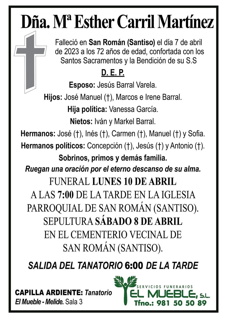  Dña. Mª Esther Carril Martínez