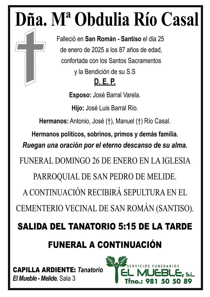 DÑA. Mª OBDULIA RÍO CASAL