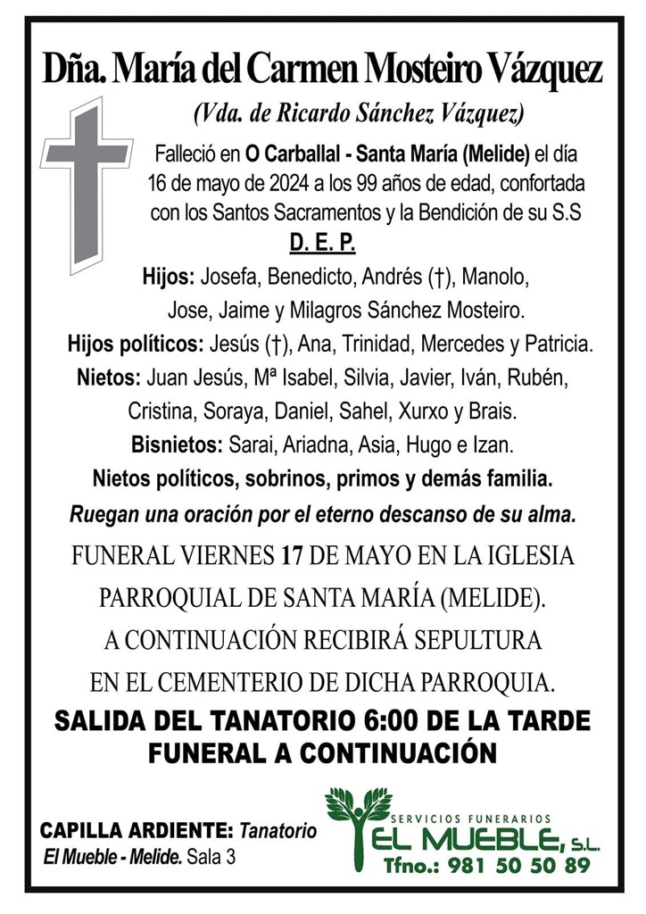 Dña. María del Carmen Mosteiro Vázquez.