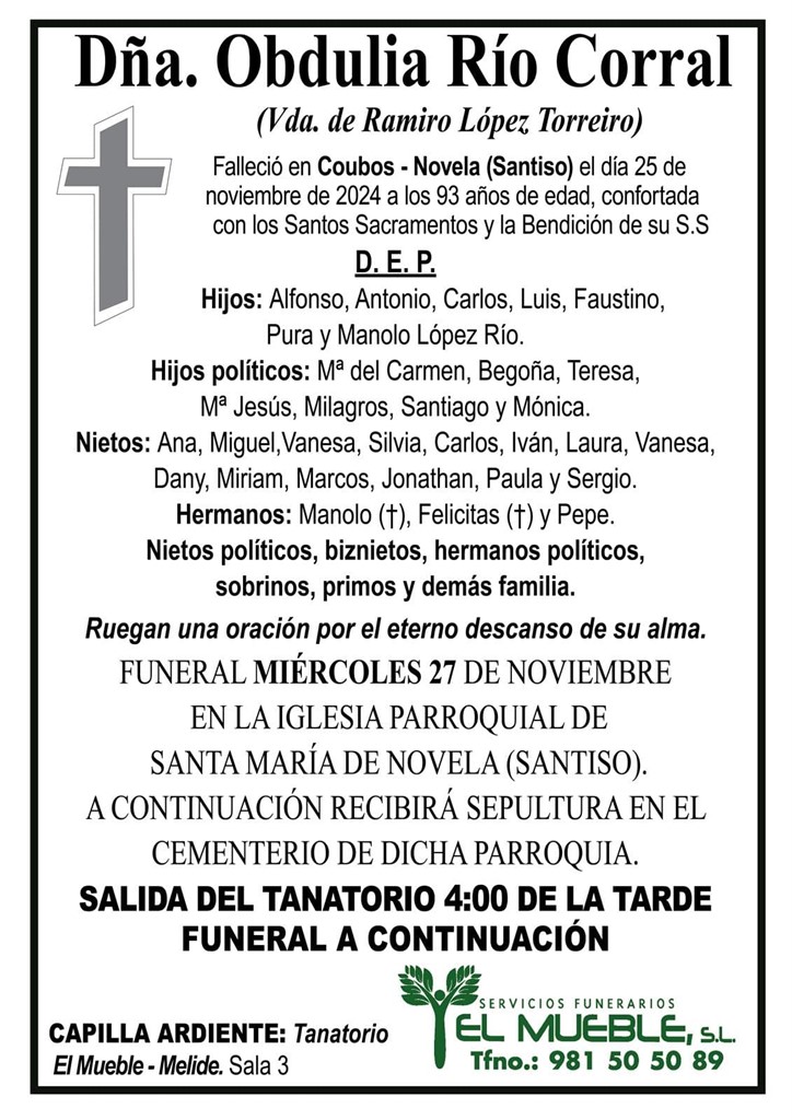DÑA. OBDULIA RÍO CORRAL.