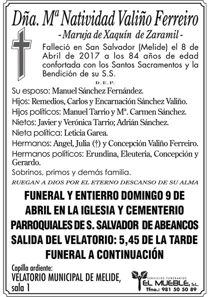 MARIA NATIVIDAD VALIÑO FERREIRO