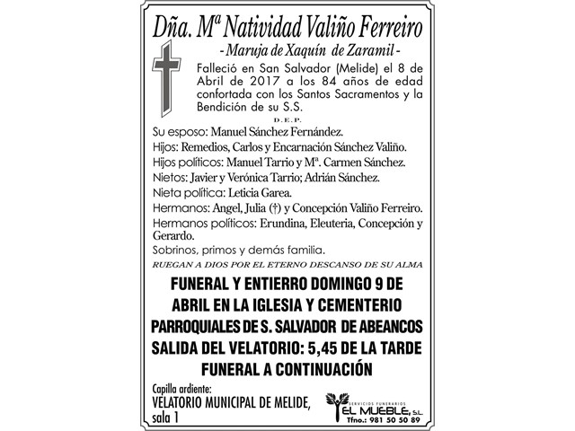 MARIA NATIVIDAD VALIÑO FERREIRO