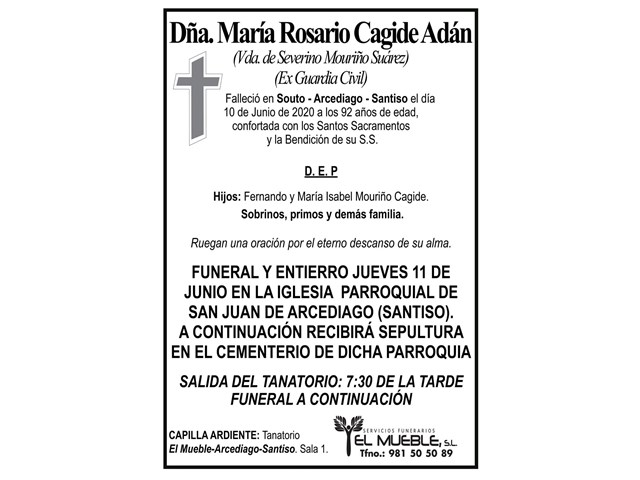 MARIA ROSARIO CAGIDE ADÁN