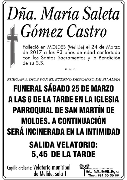 MARIA SALETA GOMEZ CASTRO