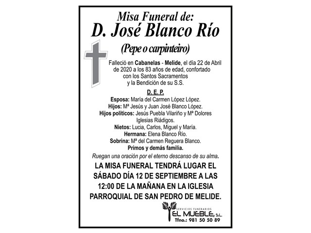 MISA FUNERAL DE D. JOSÉ BLANCO RÍO