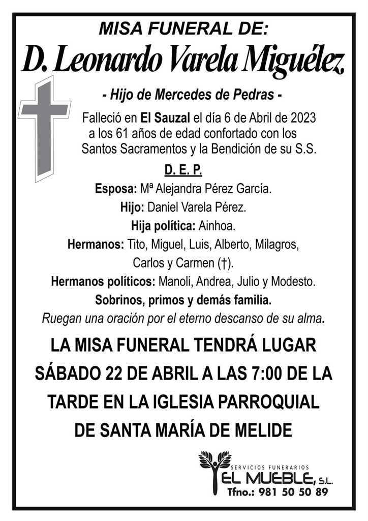 Misa funeral de D. Leonardo Varela Miguélez.